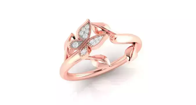 Solitaire Engagement Wedding Ring Flower Ring