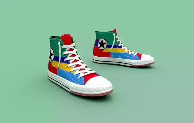 Sneakers pair of colorful converse