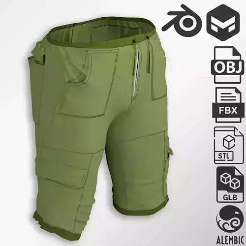 Cargo Shorts Low-poly 3D model