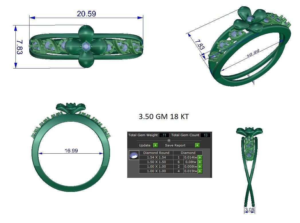 Solitaire Engagement Wedding Ring 3D print model_1