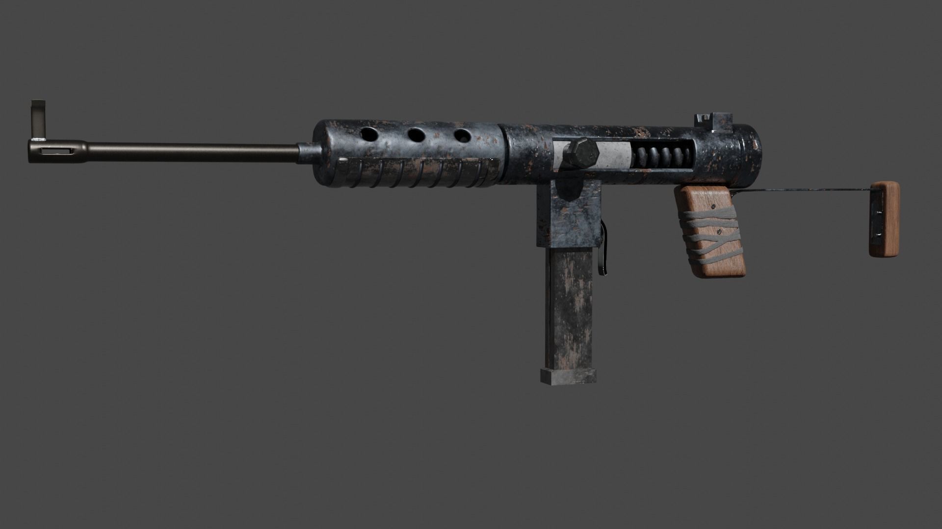 Rusty SMG 3D model_2