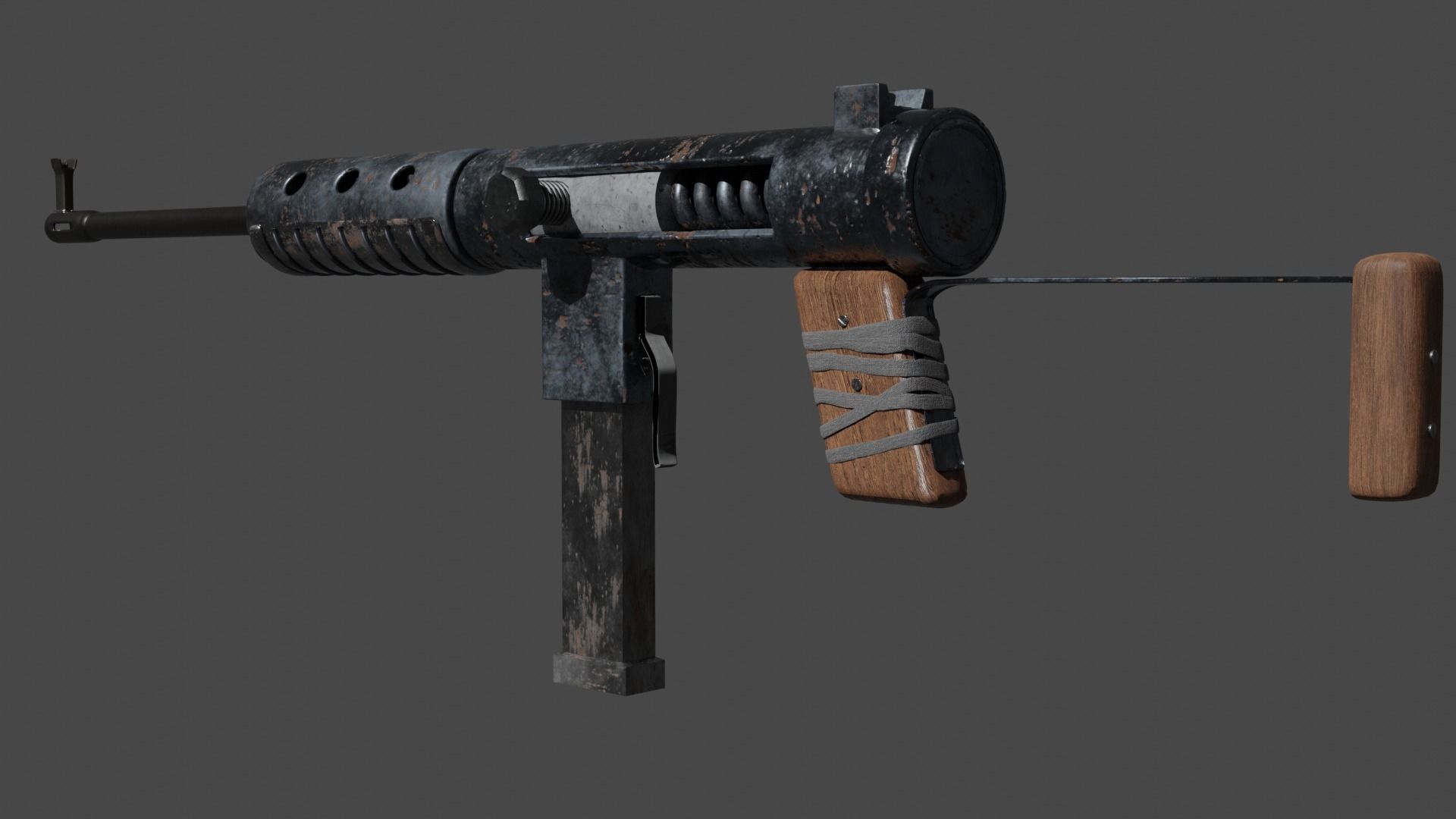Rusty SMG 3D model_1