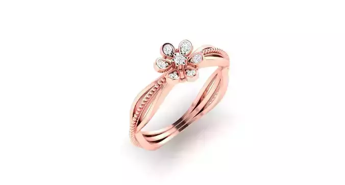 Solitaire Engagement Wedding Ring Flower Ring