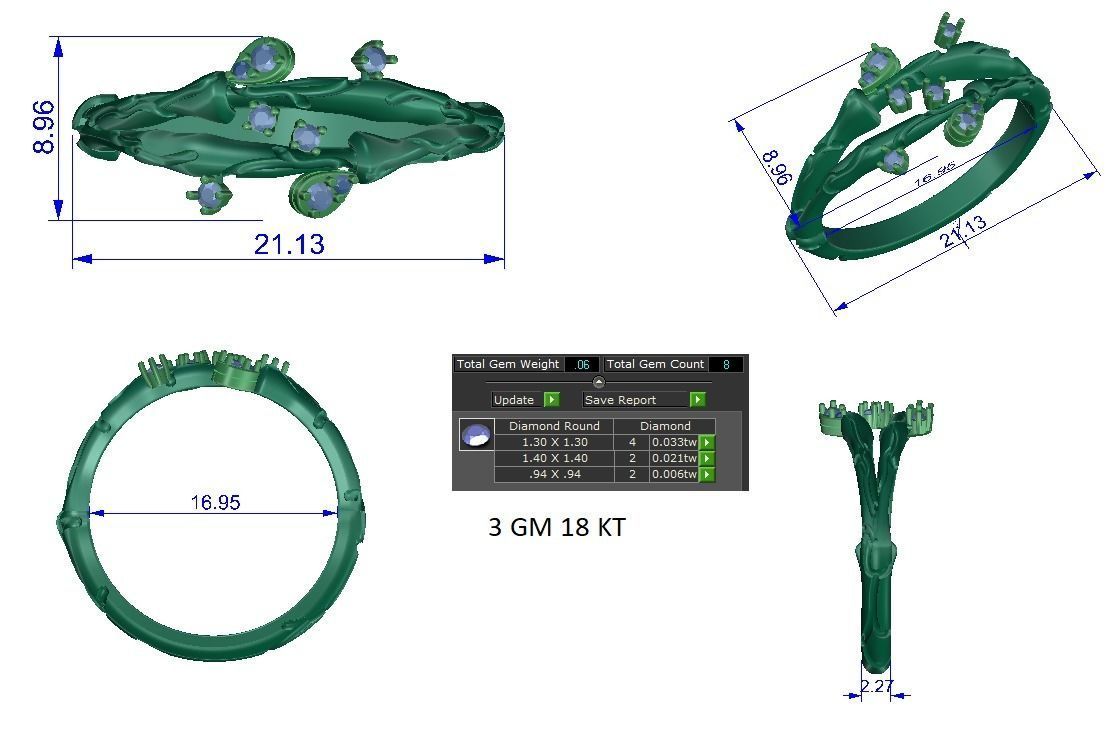 Solitaire Engagement Wedding Ring Cluster Flower Ring 3D print model_1