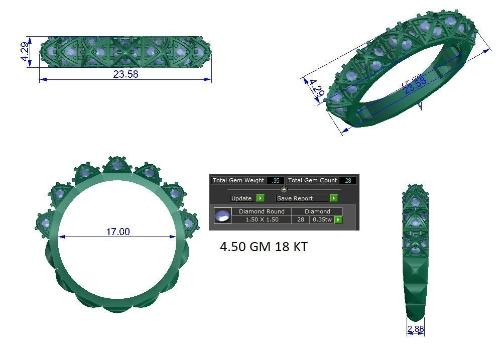 Solitaire Engagement Wedding Ring 3D print model_1