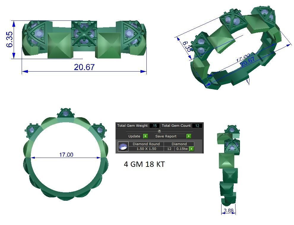 Solitaire Engagement Wedding Ring 3D print model_1