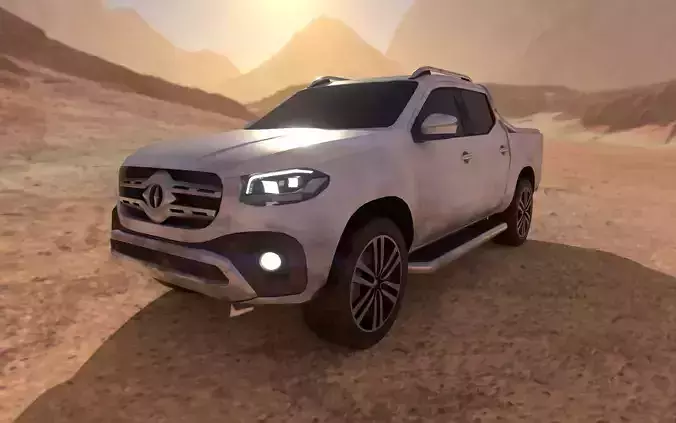 dirty pickup truck Low-poly 3D model