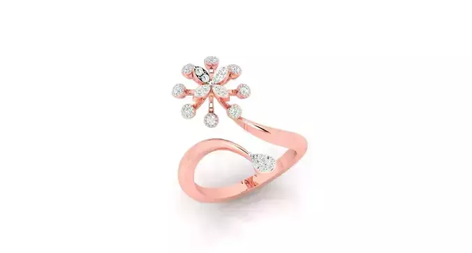 Solitaire Engagement Wedding Ring Open End Flower Ring 