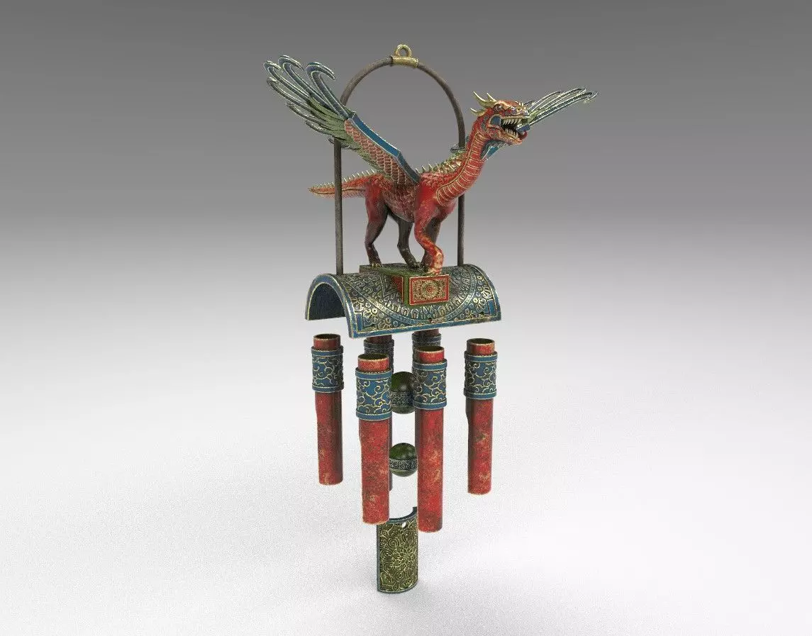 Dragon Wind Chime 3D model_0