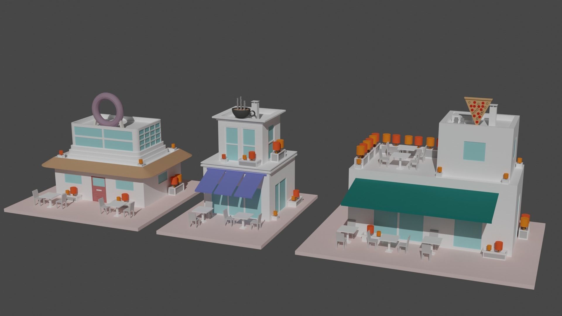 Coffee - Pizza and Donut Shop Low-poly 3D model_1