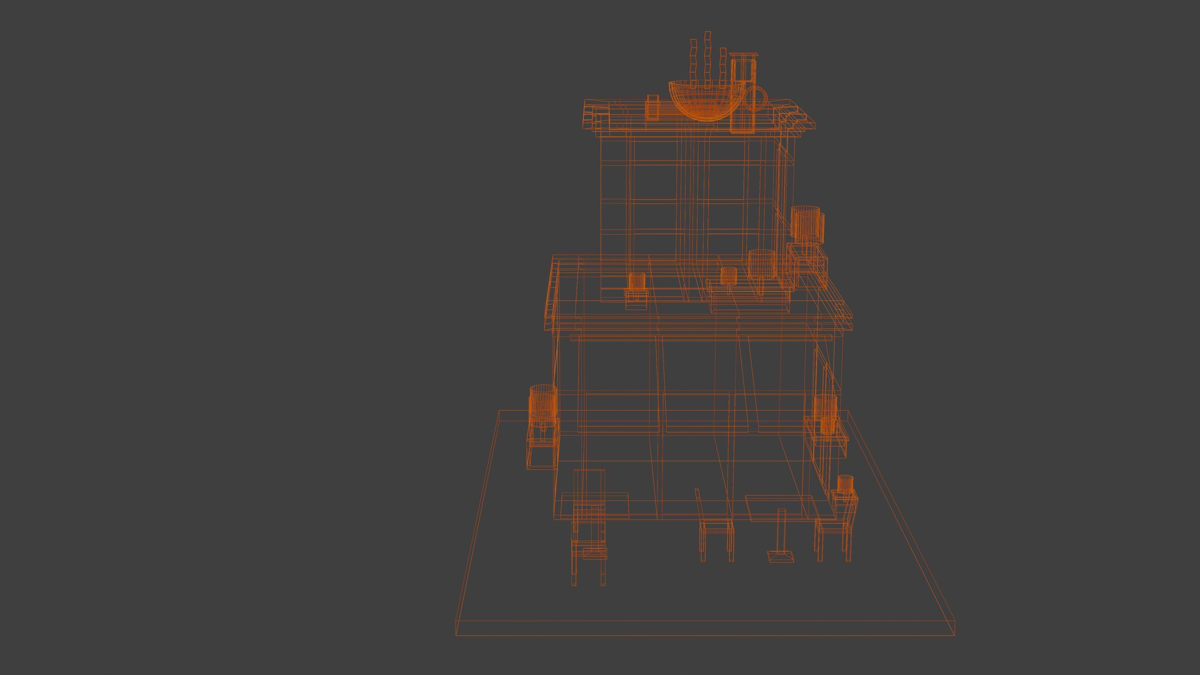 Coffee - Pizza and Donut Shop Low-poly 3D model_9