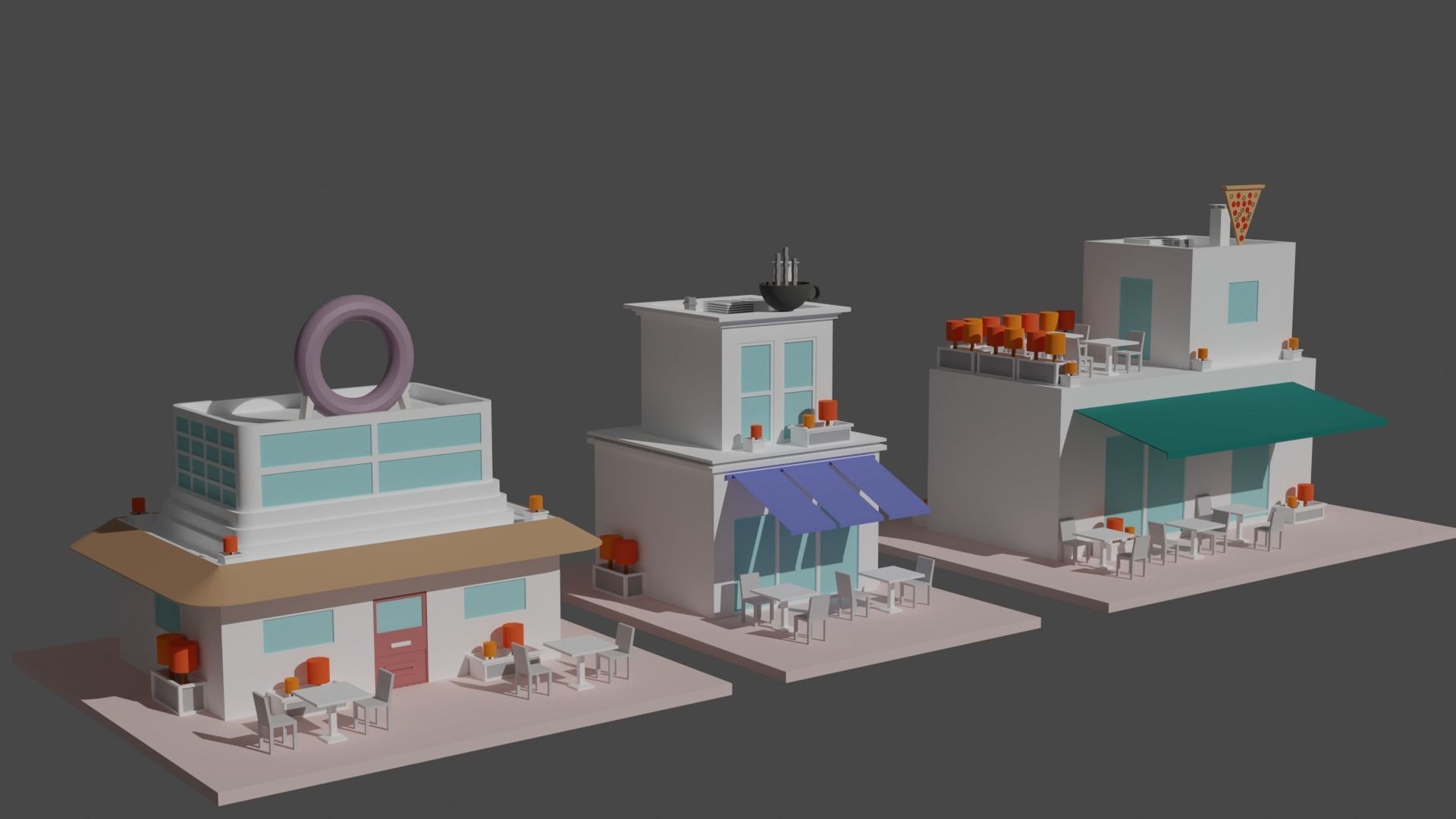 Coffee - Pizza and Donut Shop Low-poly 3D model_2