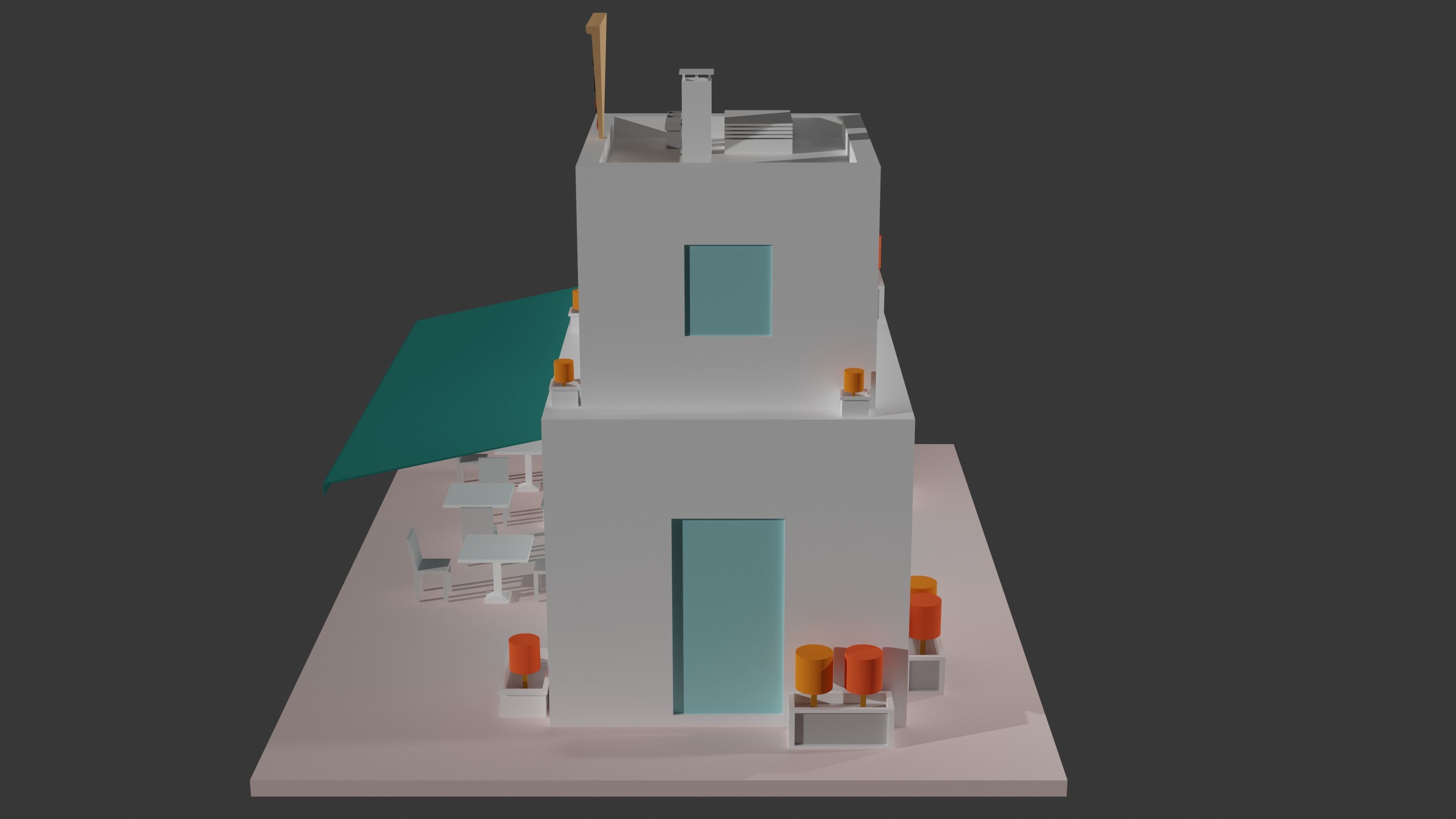 Coffee - Pizza and Donut Shop Low-poly 3D model_14