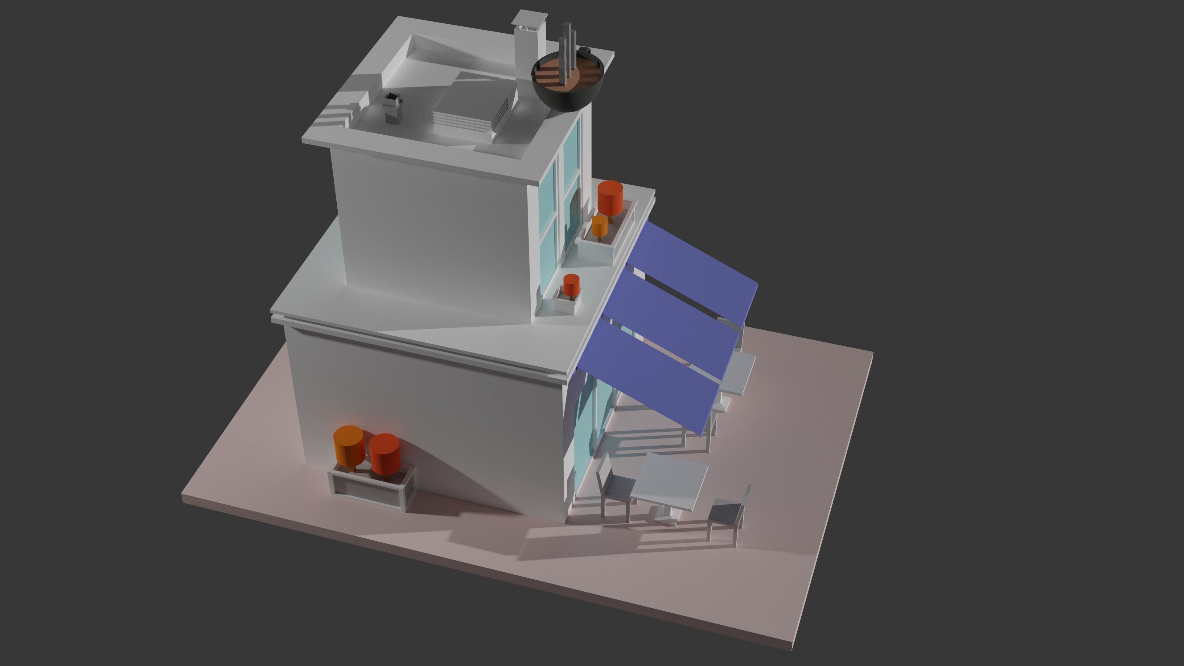 Coffee - Pizza and Donut Shop Low-poly 3D model_8