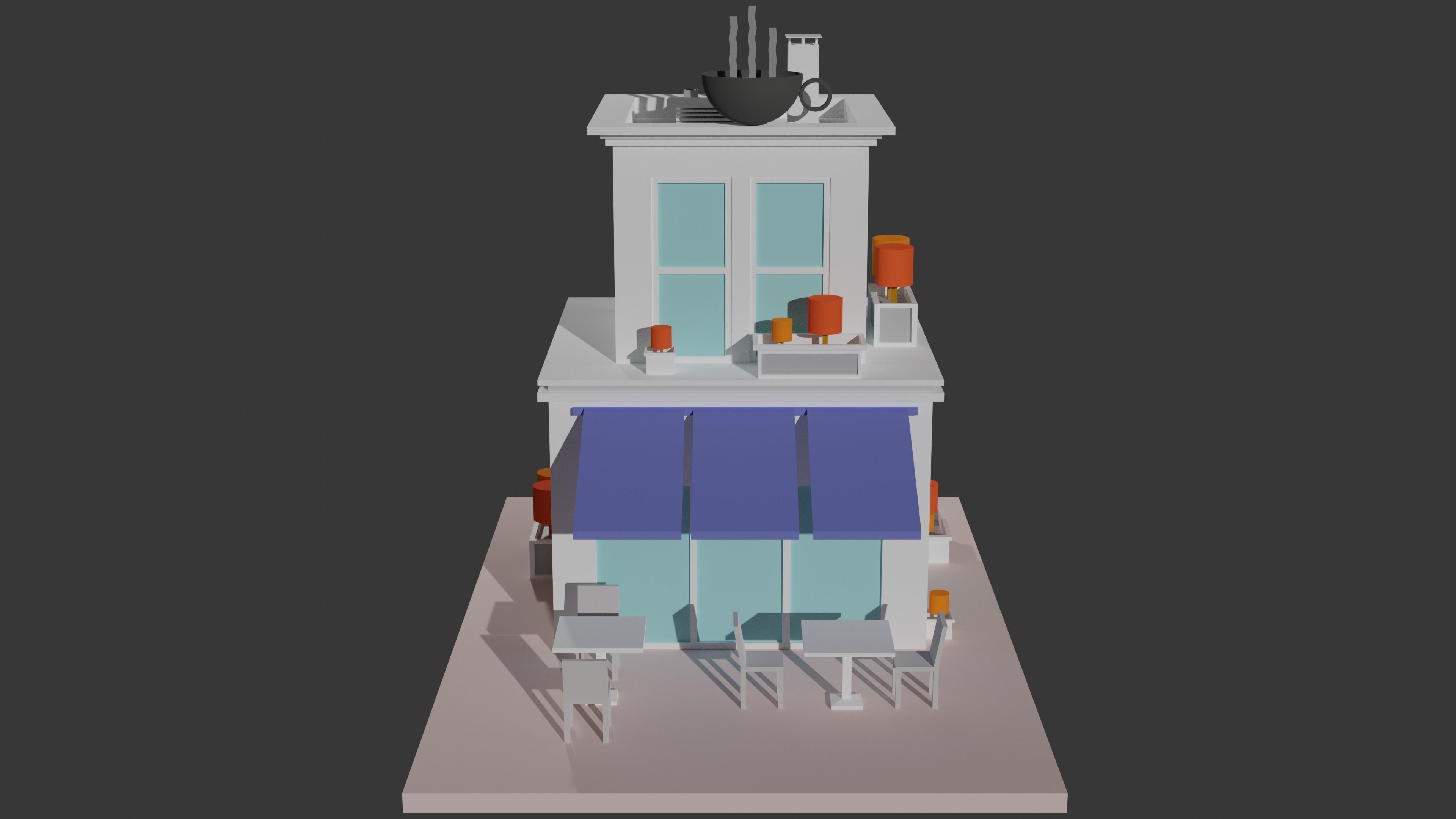 Coffee - Pizza and Donut Shop Low-poly 3D model_4