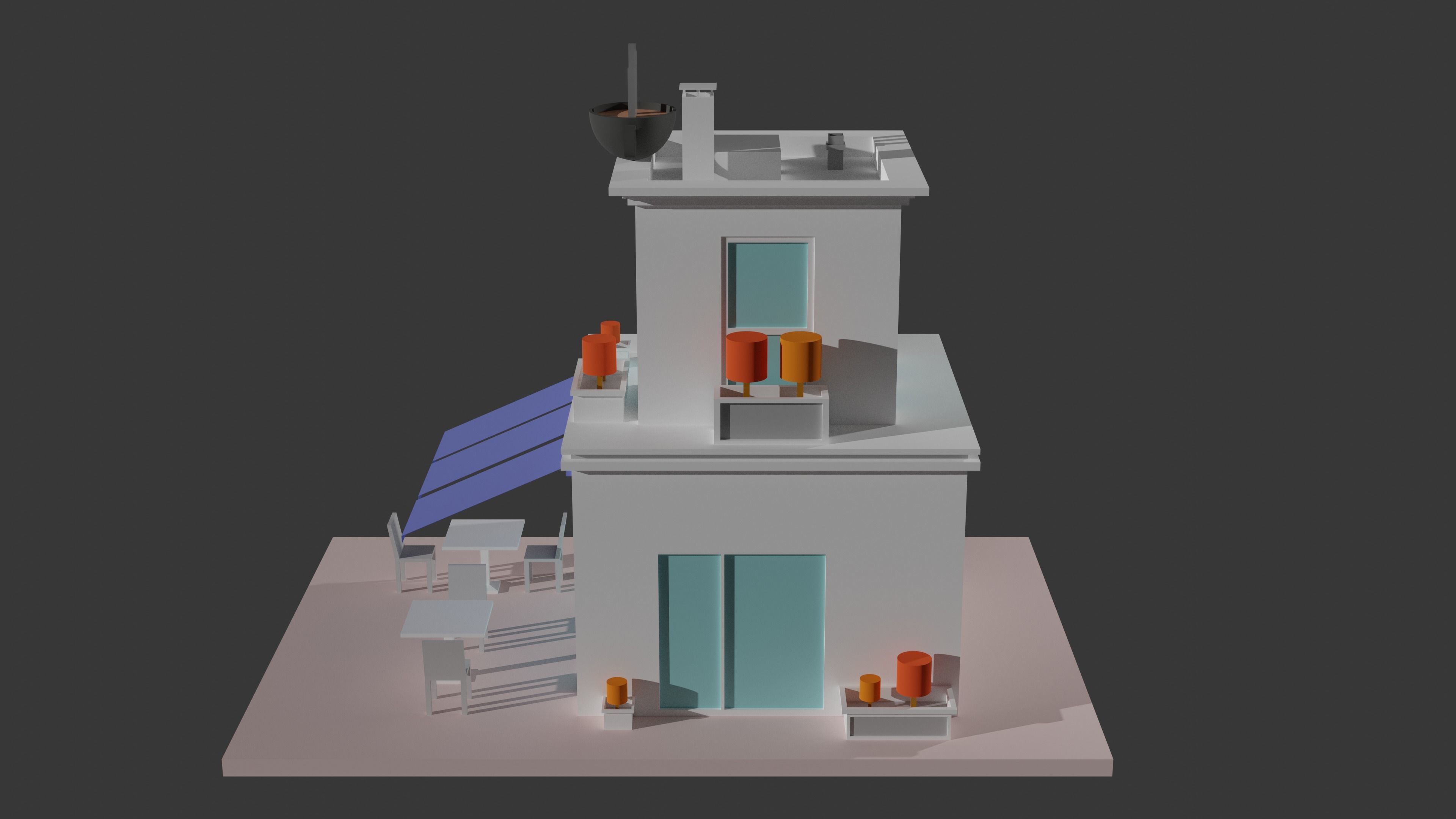 Coffee - Pizza and Donut Shop Low-poly 3D model_5