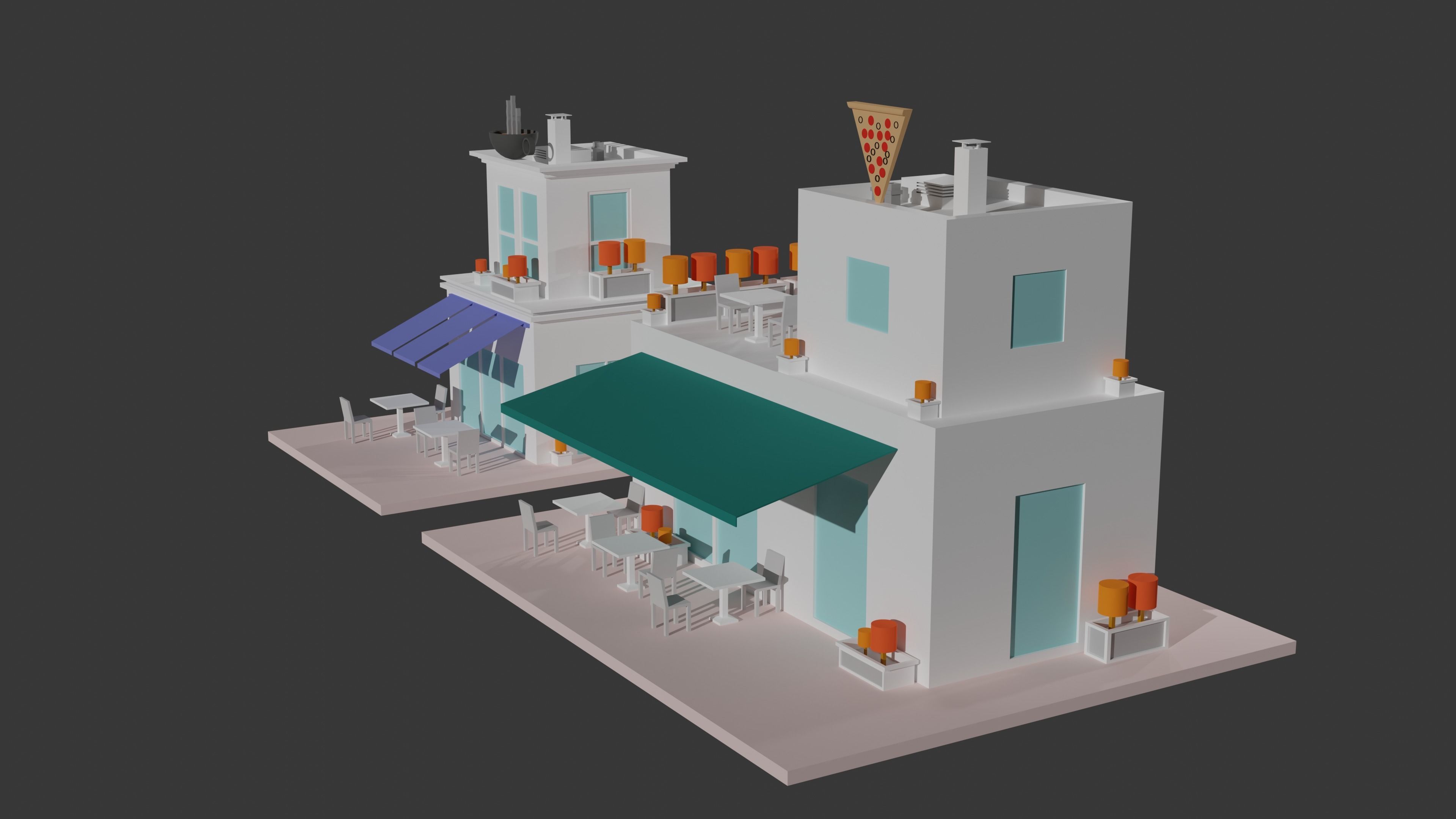 Coffee - Pizza and Donut Shop Low-poly 3D model_31
