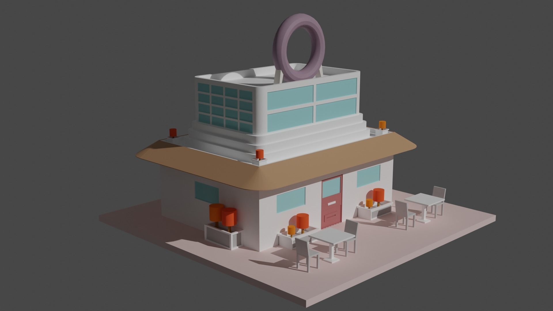 Coffee - Pizza and Donut Shop Low-poly 3D model_23