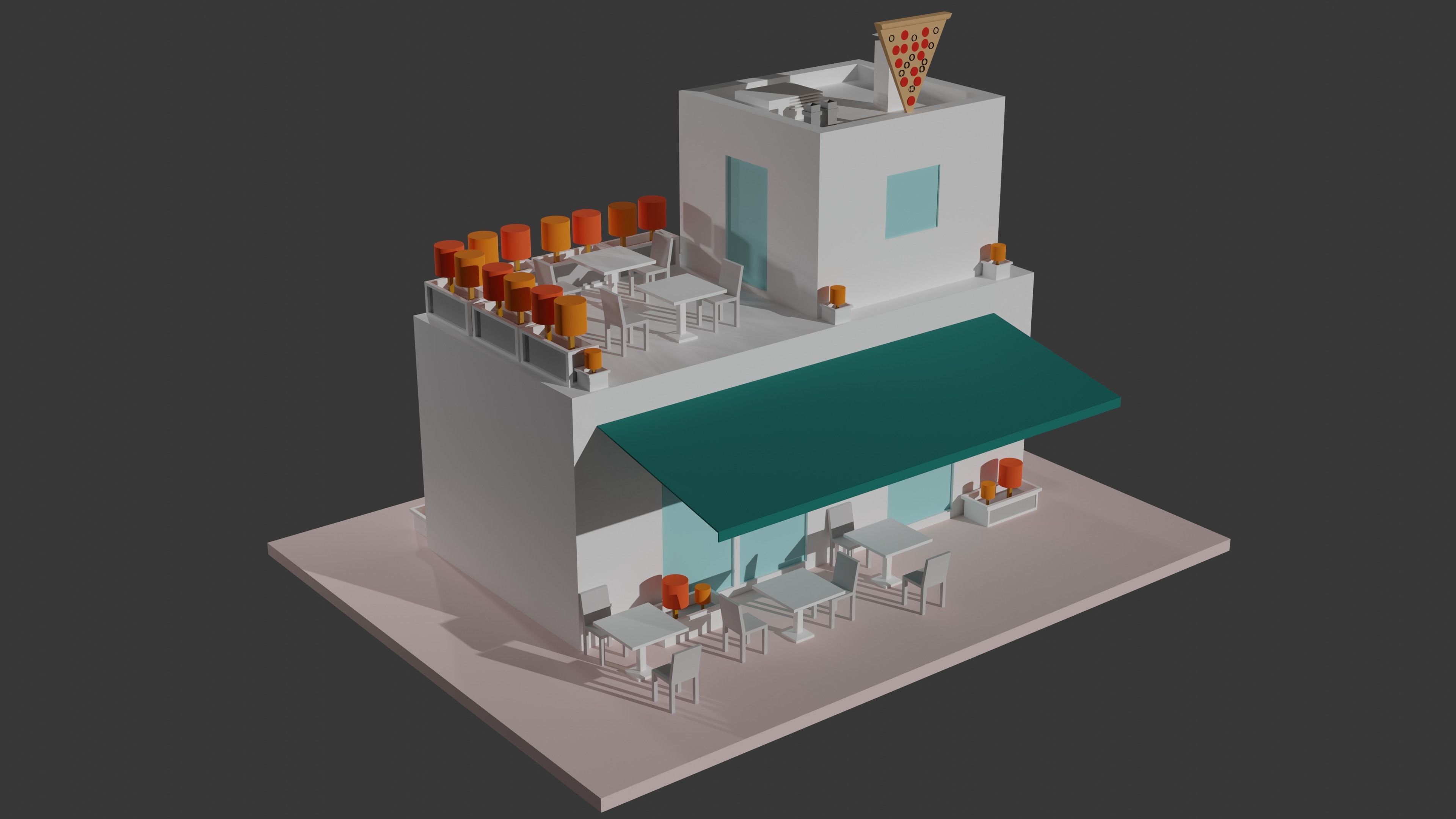 Coffee - Pizza and Donut Shop Low-poly 3D model_17