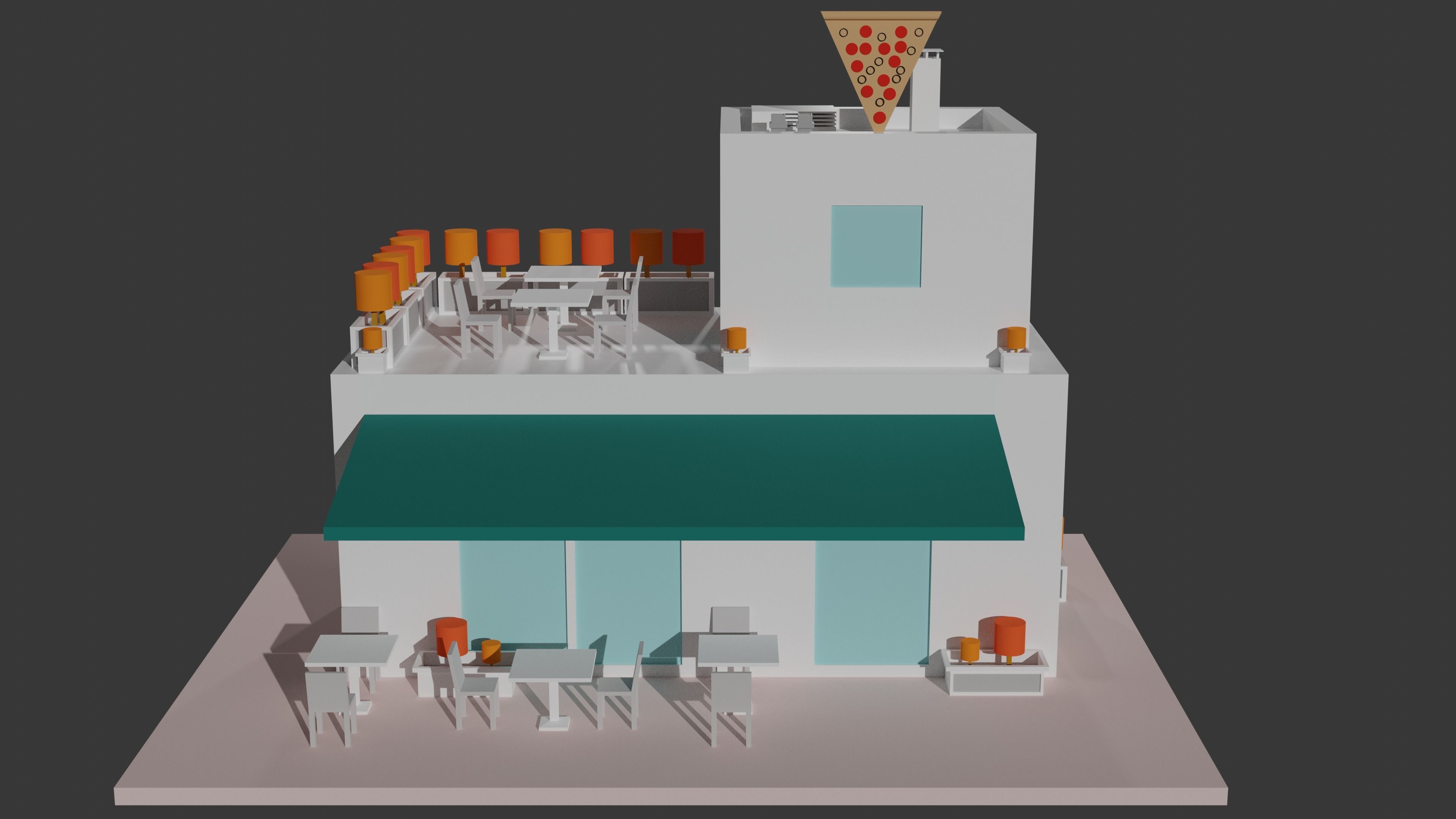 Coffee - Pizza and Donut Shop Low-poly 3D model_13