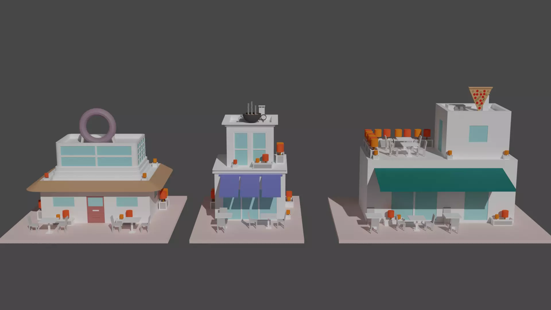 Coffee - Pizza and Donut Shop Low-poly 3D model_0