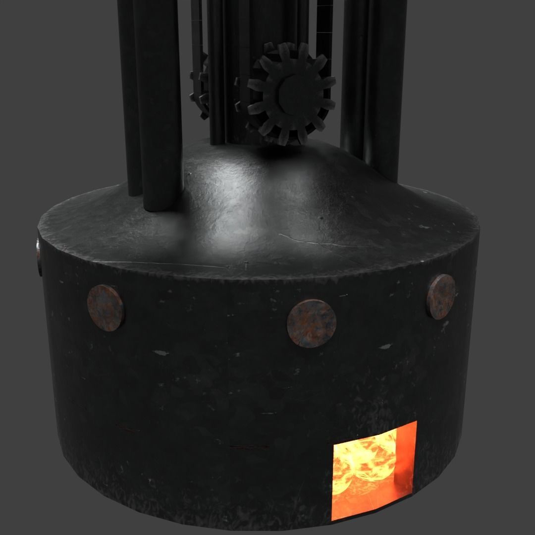 Steam Furnace Free low-poly 3D model_7