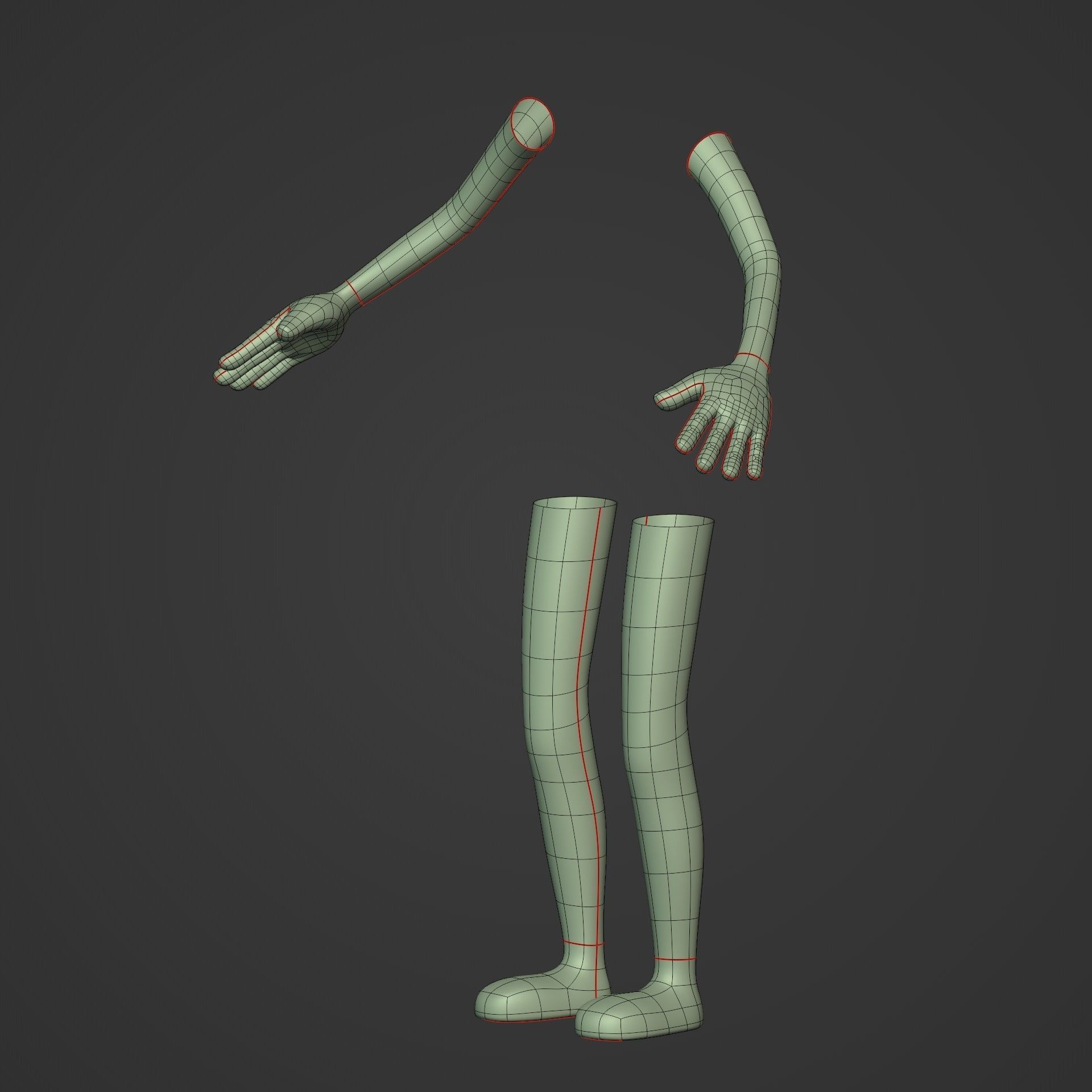 Cartoon Arms and Legs Low-poly 3D model_9
