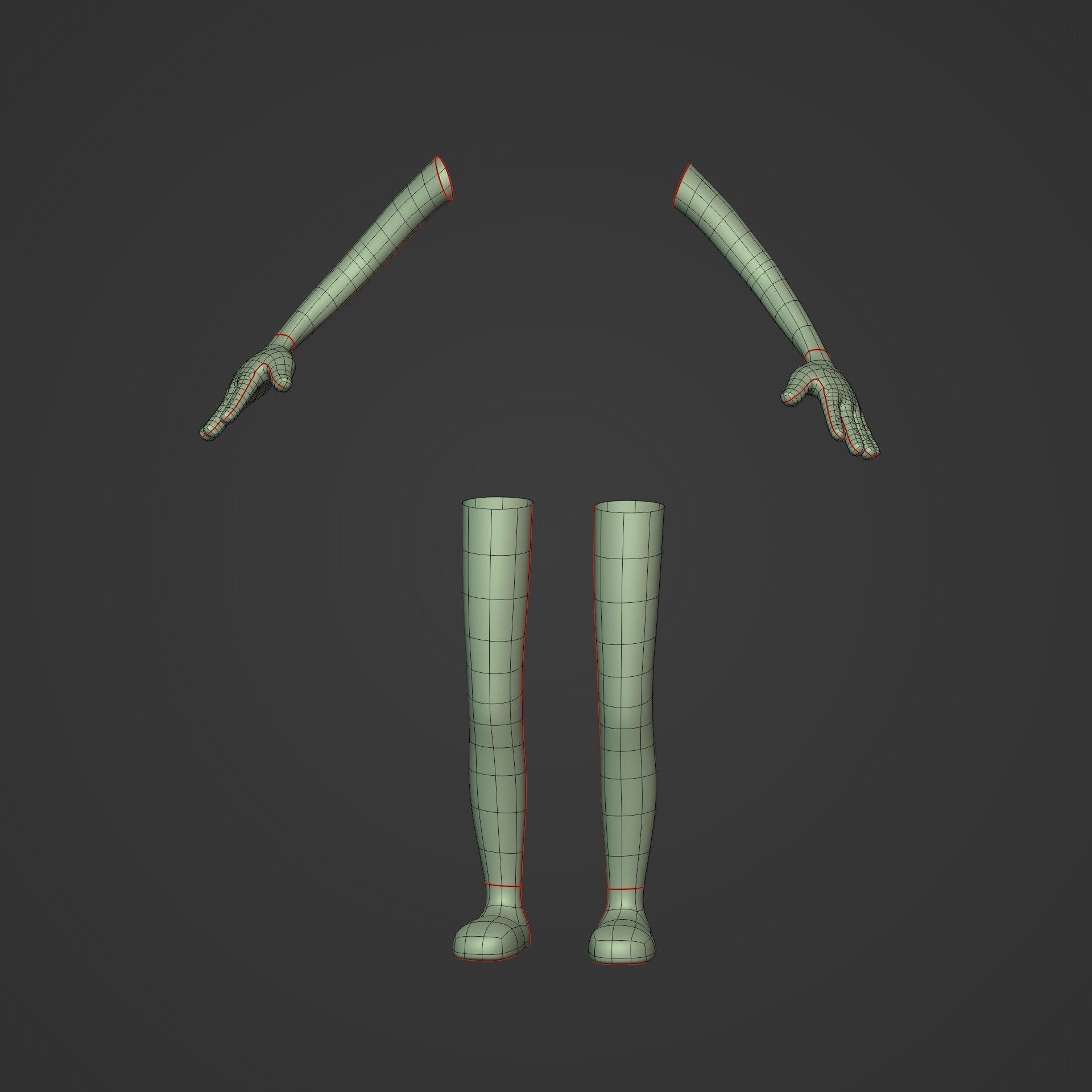 Cartoon Arms and Legs Low-poly 3D model_7