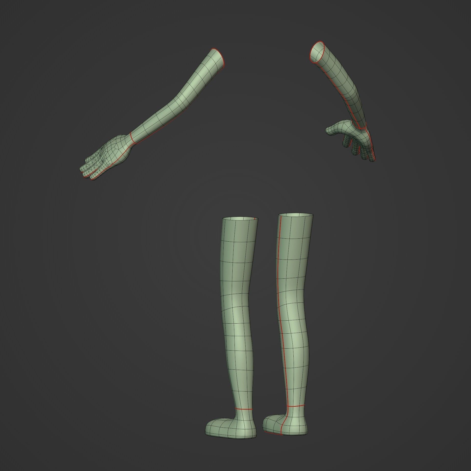 Cartoon Arms and Legs Low-poly 3D model_11