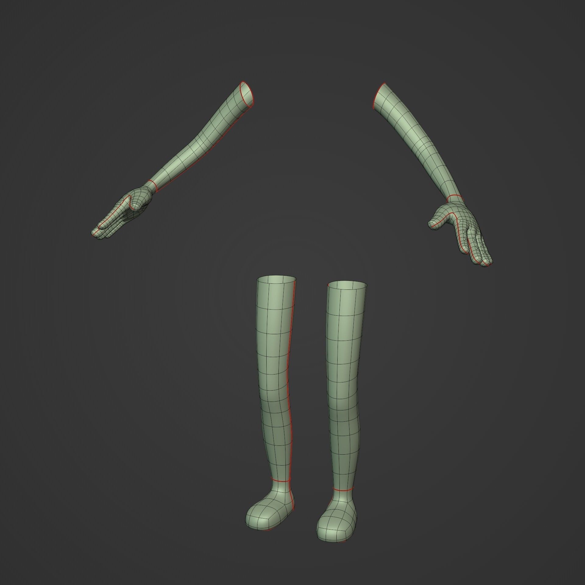 Cartoon Arms and Legs Low-poly 3D model_2