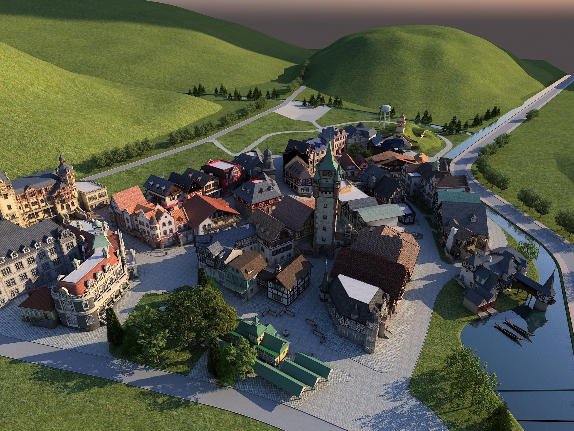 European Town 3D model_3