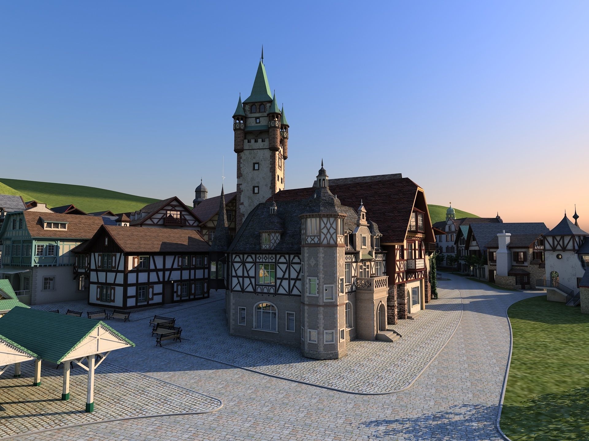 European Town 3D model_4