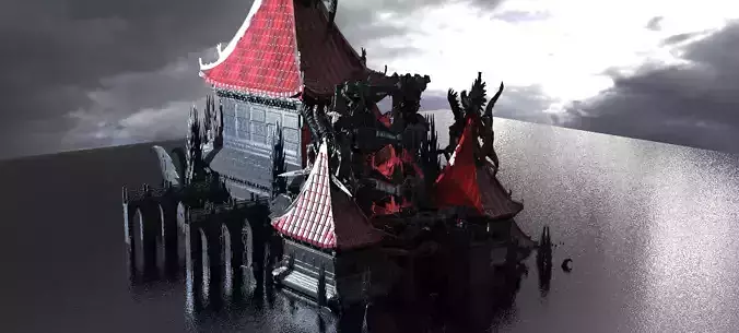 Lord Oda Nobunaga dragon temple 3 3D model