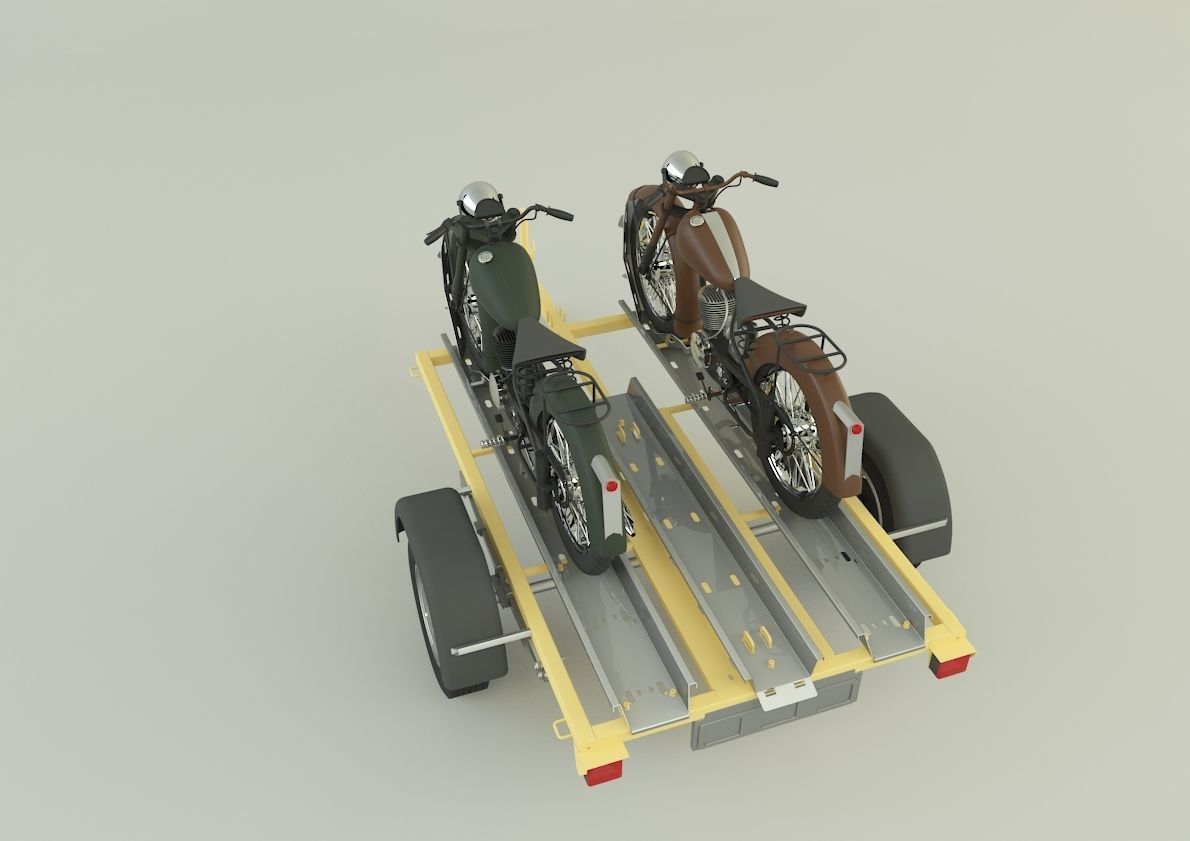 motorcycle trailer  3D model_3