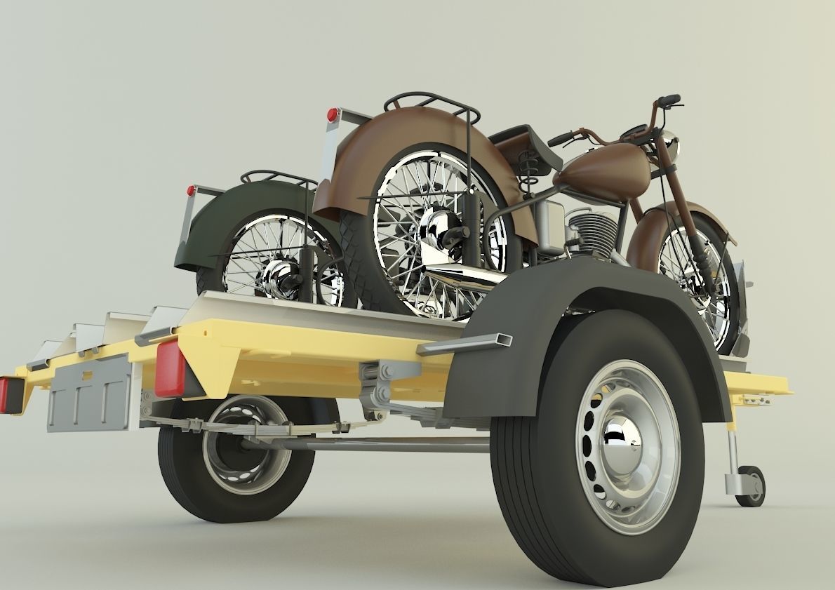 motorcycle trailer  3D model_9
