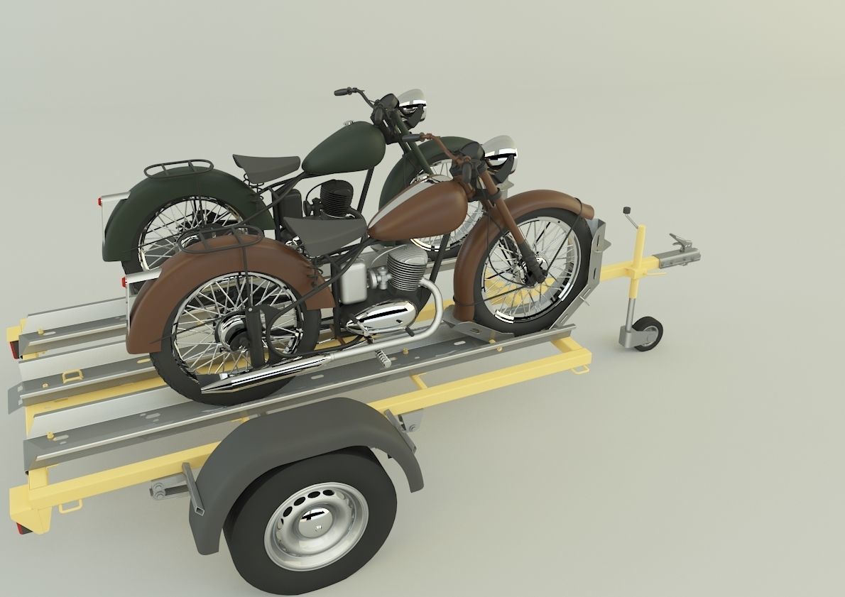 motorcycle trailer  3D model_5