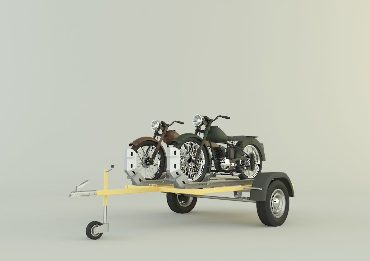 motorcycle trailer  3D model_2