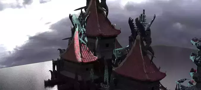 Lord Oda Nobunaga Dragon Portals temple 1 3D model