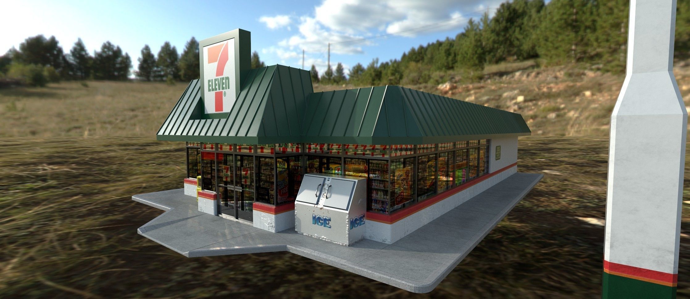 7-11 Convenience Store Exterior Model Low-poly 3D model_2