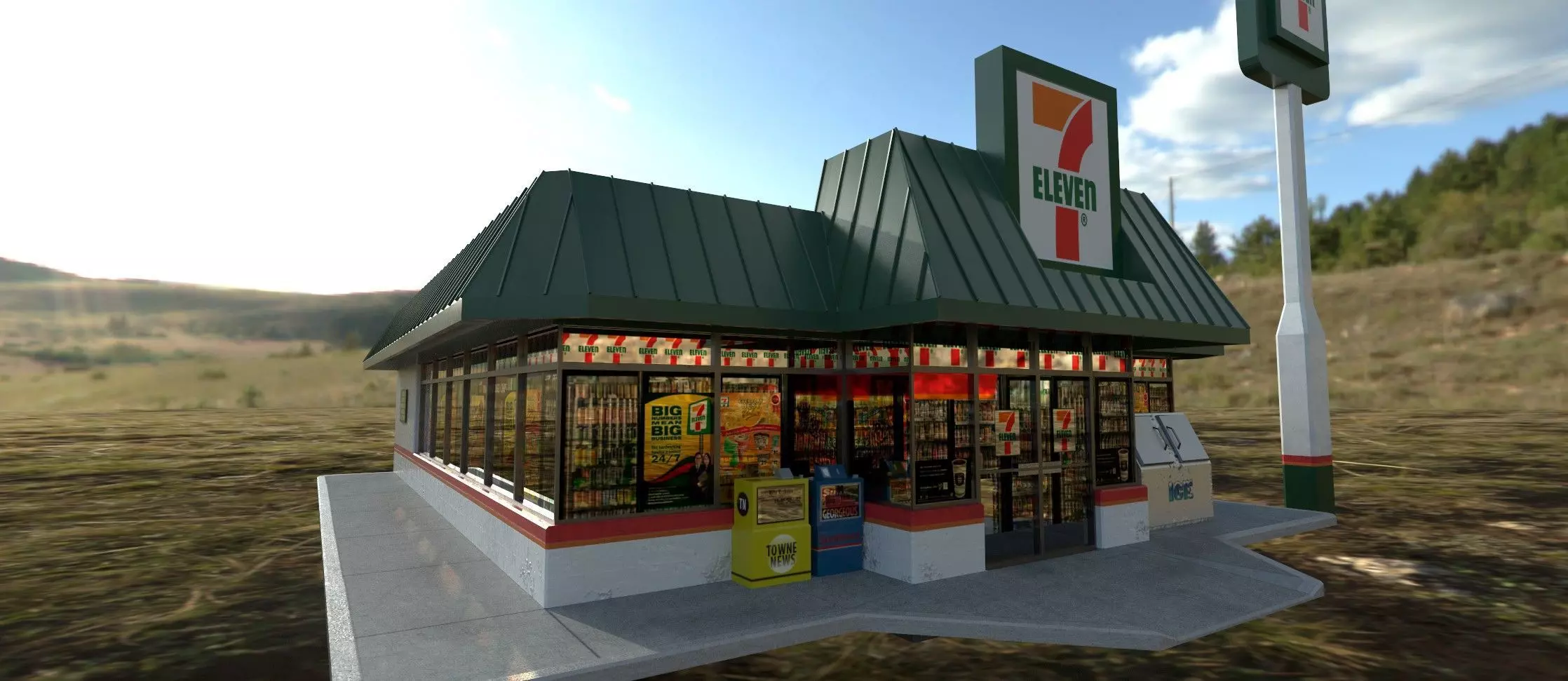 7-11 Convenience Store Exterior Model Low-poly 3D model_0
