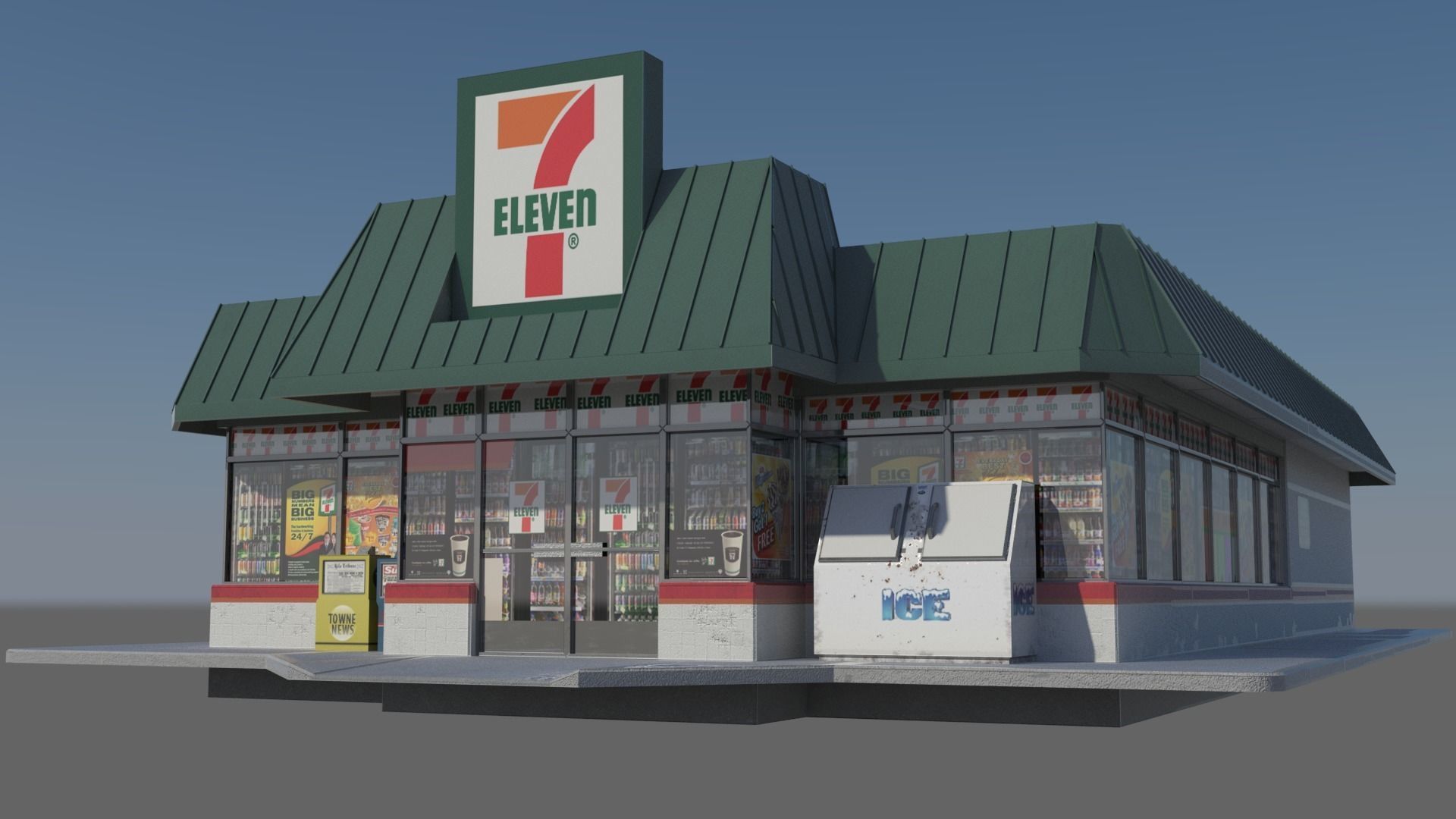 7-11 Convenience Store Exterior Model Low-poly 3D model_4