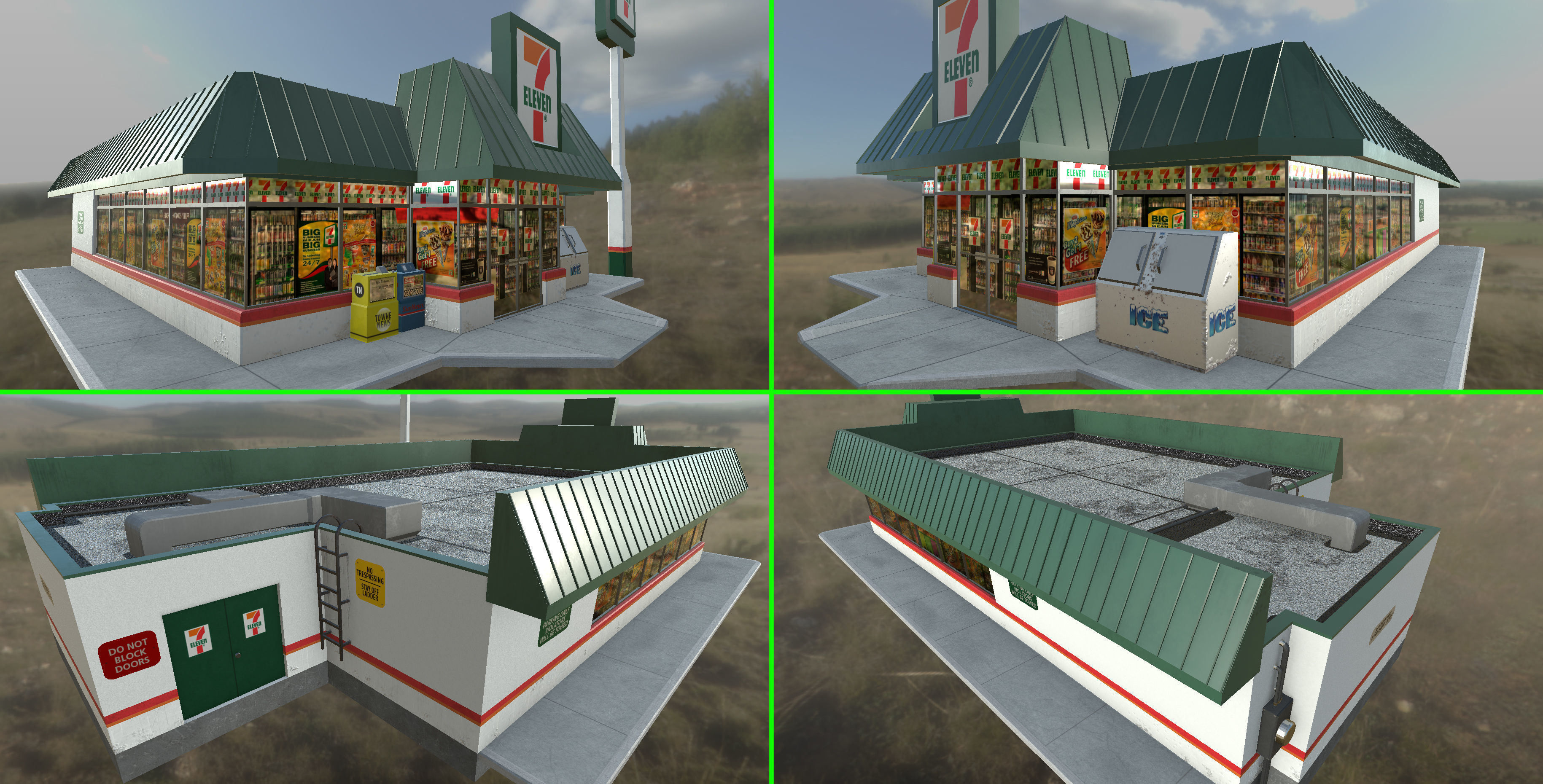 7-11 Convenience Store Exterior Model Low-poly 3D model_1