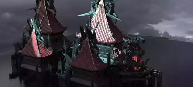 Lord Oda Nobunaga dragon temple 6 3D model