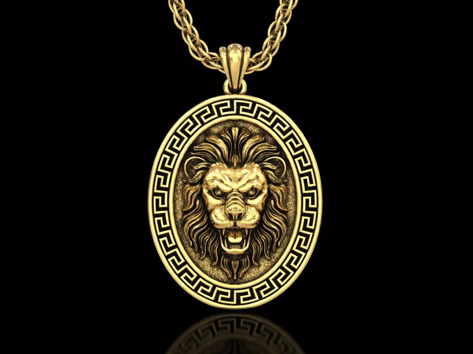 Angry Lion Head5 Medallion Pendant 3D print model