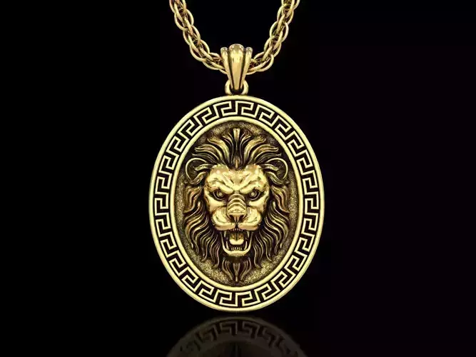 Angry Lion Head5 Medallion Pendant