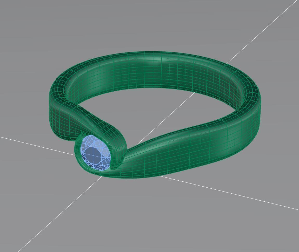Sculpted solitary ring 3D model_5