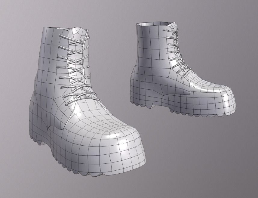 Boots combat Low-poly 3D model_6
