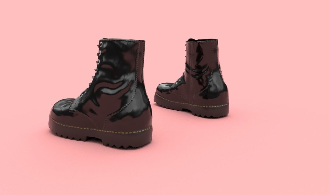 Boots combat Low-poly 3D model_1