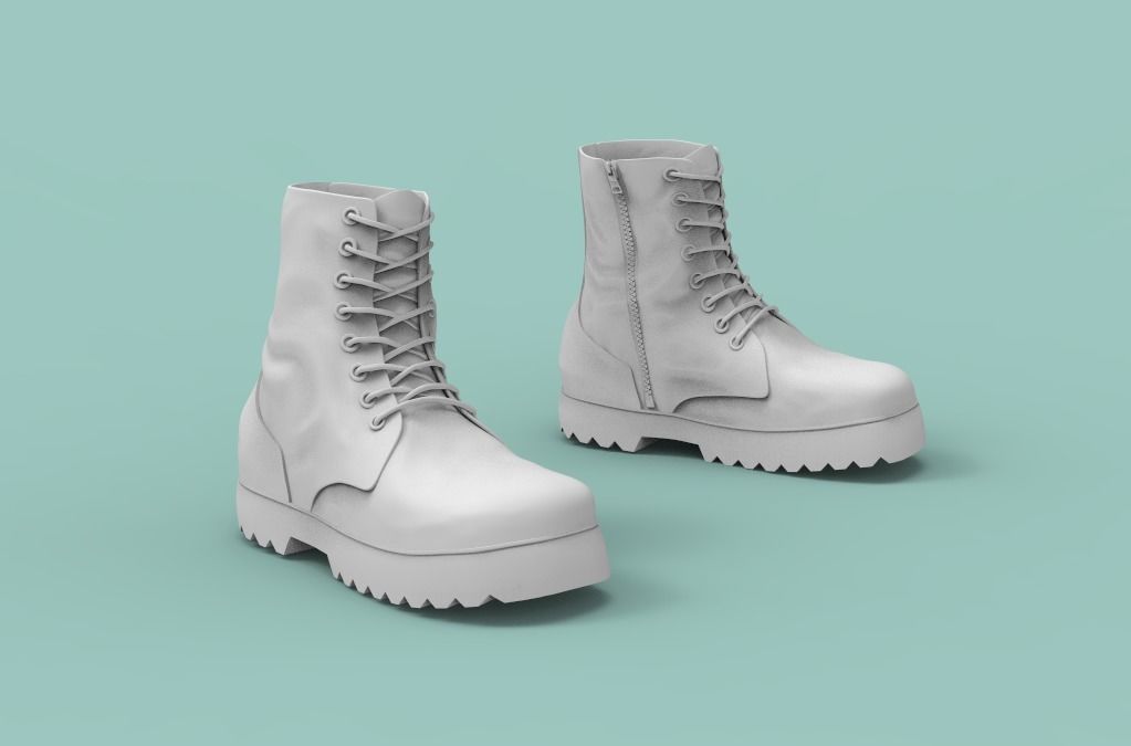 Boots combat Low-poly 3D model_3