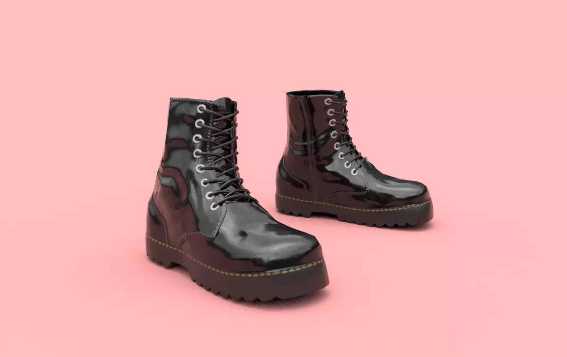 Boots combat Low-poly 3D model_0